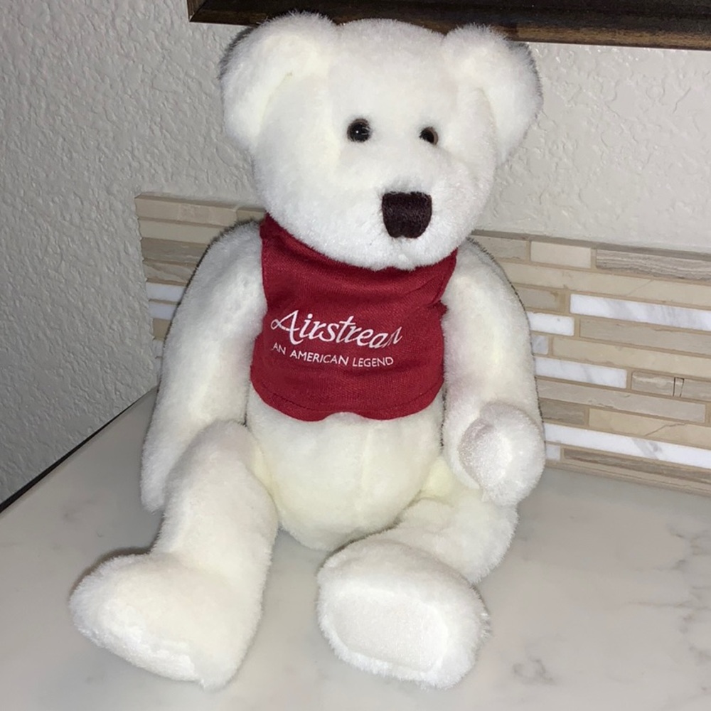 Airstream White Travel Teddy Bear with Red Top Airstream An American Legend